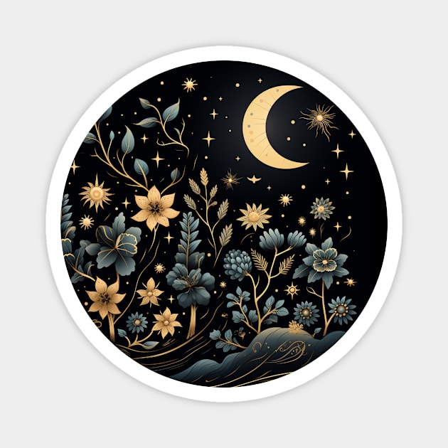 Magical Forest at Night Magnet by Lily White